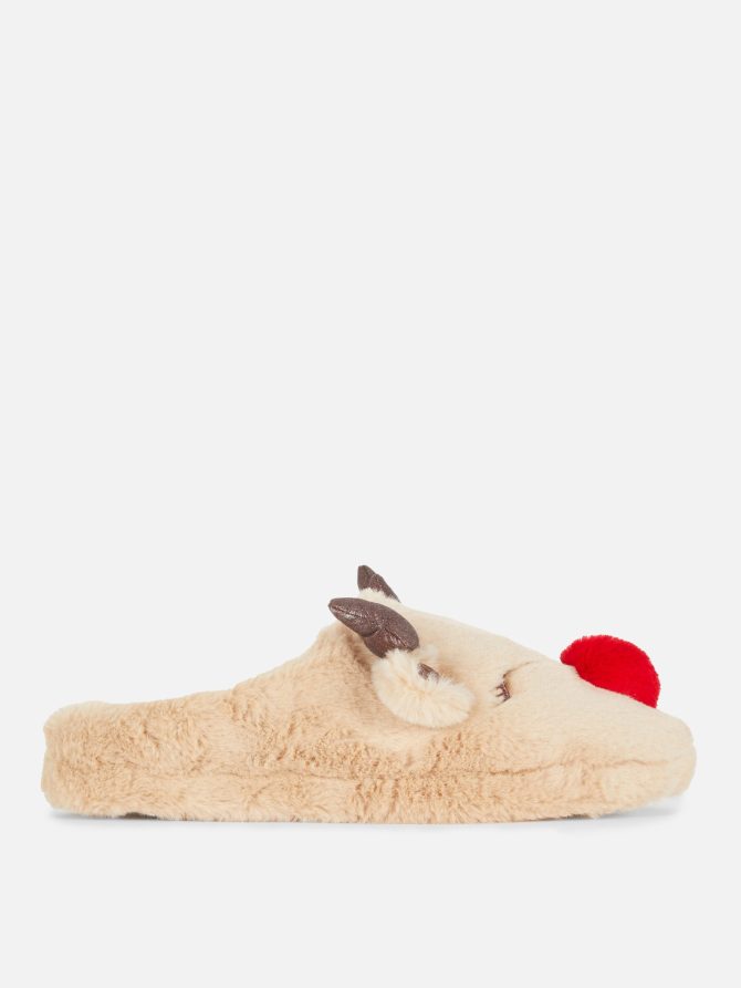 Women's Christmas Reindeer Plush Slippers - Image 2