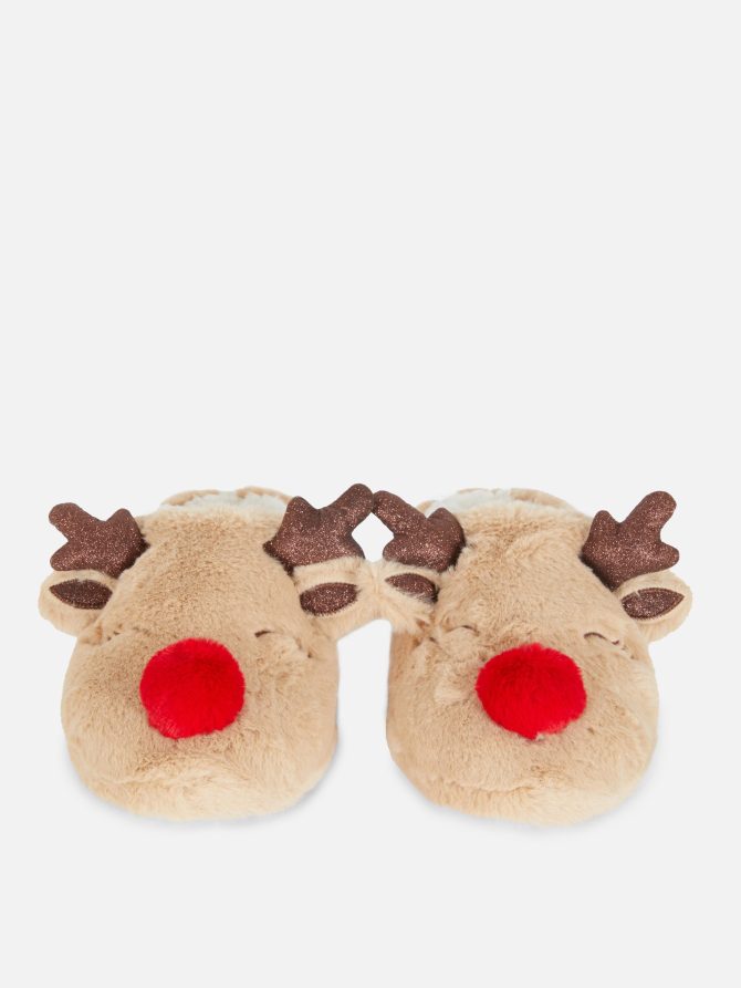 Women's Christmas Reindeer Plush Slippers - Image 3