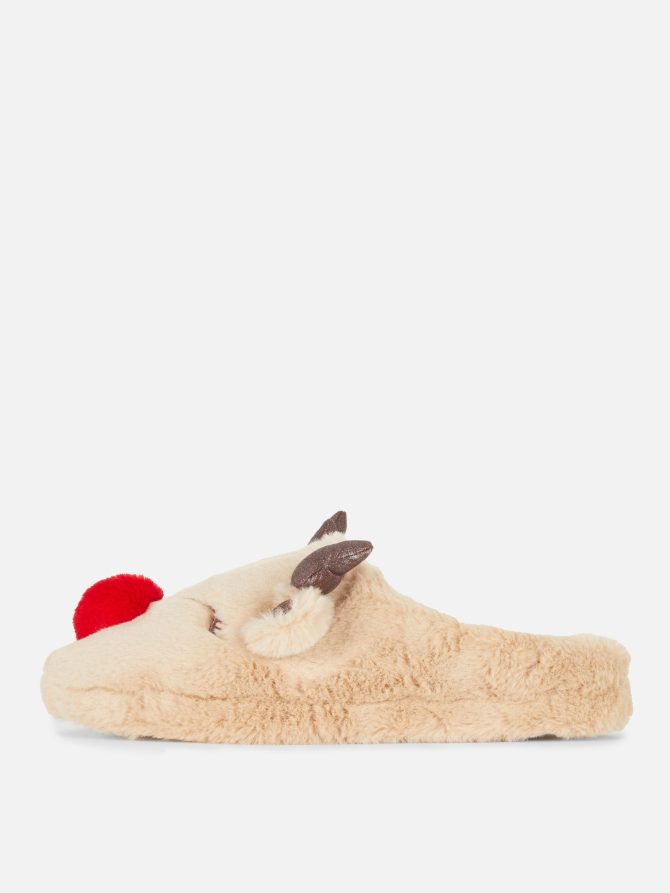 Women's Christmas Reindeer Plush Slippers - Image 5
