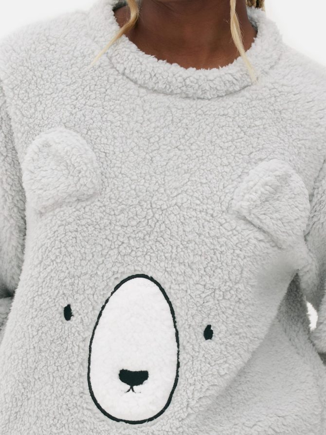 Women's Fleece Bear Pajama Set - Image 3