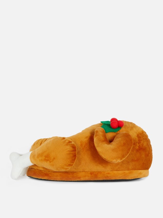 Festive 3D Turkey Slippers