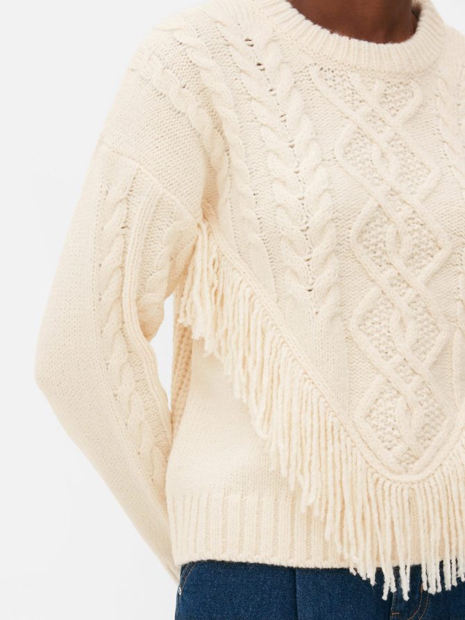 Cable Knit Fringed Sweater - Image 3