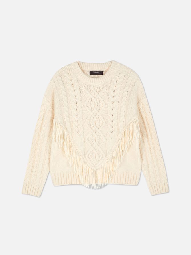 Cable Knit Fringed Sweater - Image 5