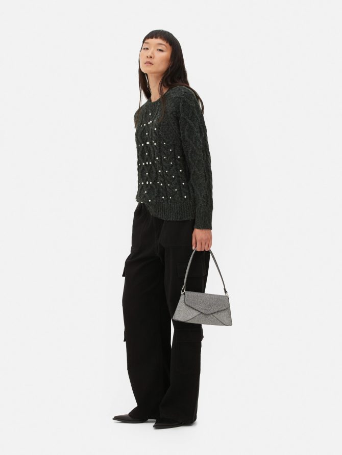 Pearl Cable Knit Sweater