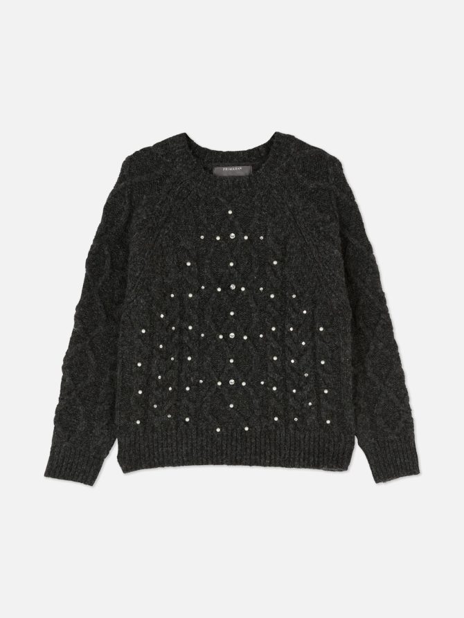 Pearl Cable Knit Sweater - Image 5