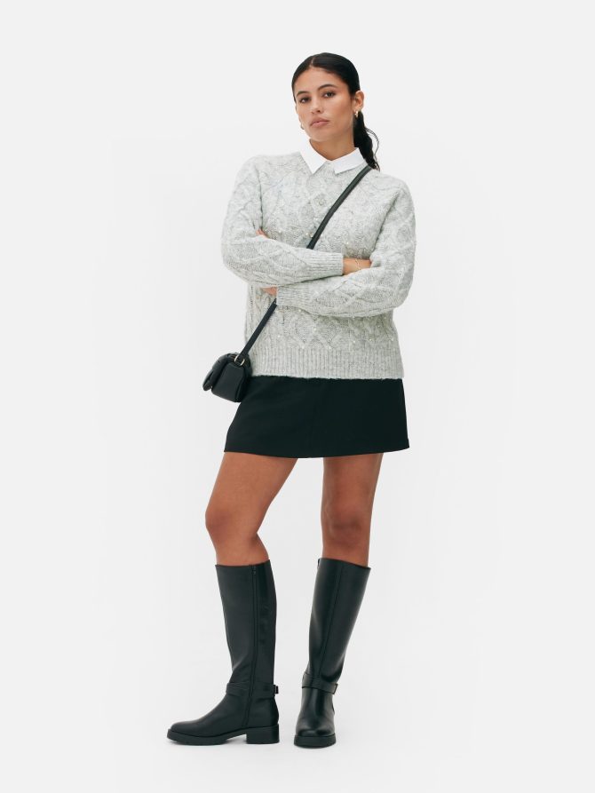 Pearl Cable Knit Sweater - Image 2