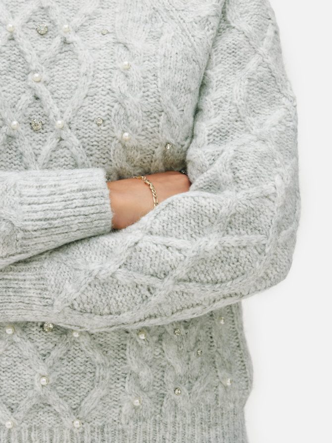 Pearl Cable Knit Sweater - Image 3