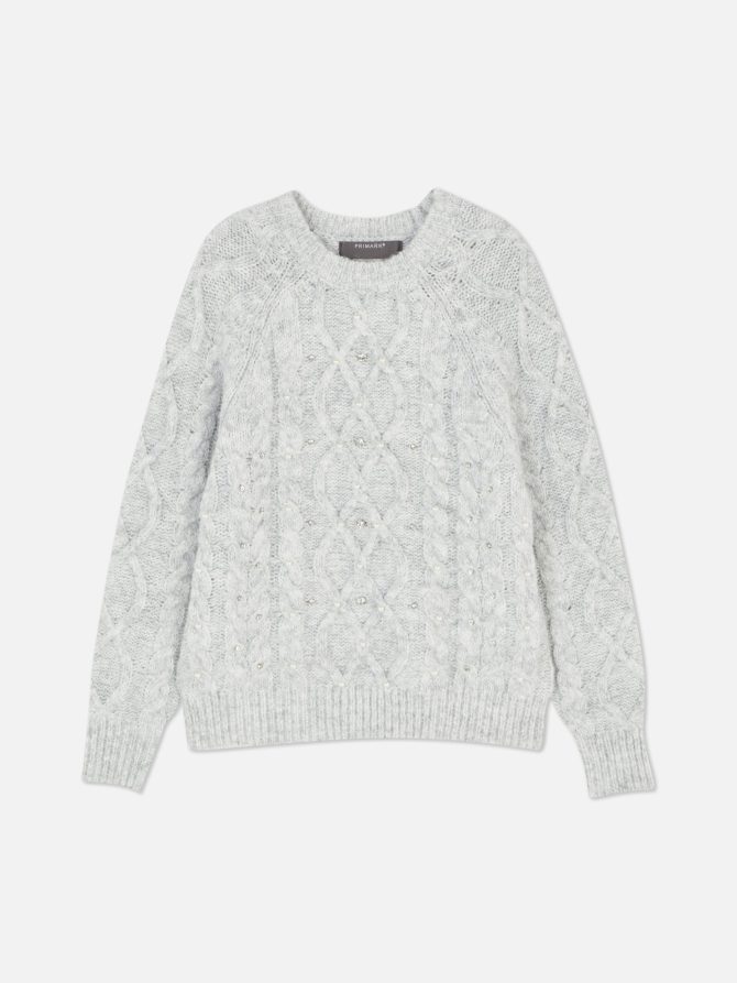 Pearl Cable Knit Sweater - Image 5
