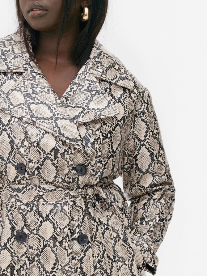 Rita Ora Faux Snakeskin Belted Trench - Image 4