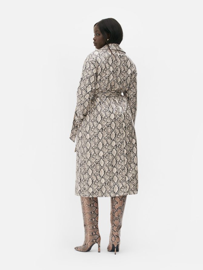 Rita Ora Faux Snakeskin Belted Trench - Image 5