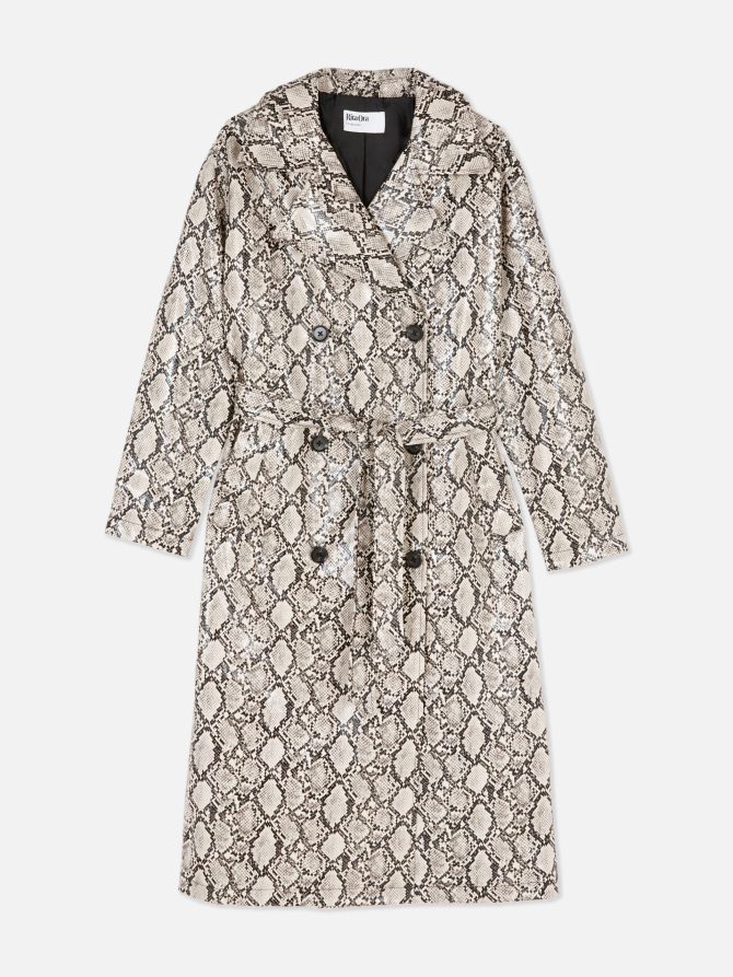 Rita Ora Faux Snakeskin Belted Trench - Image 6