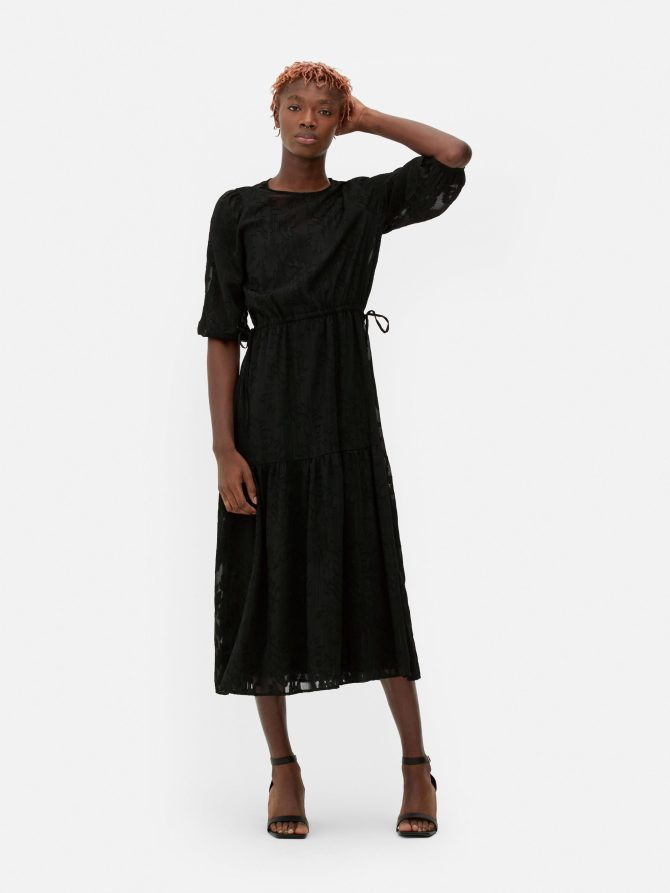 Metallic Yarn Tiered Midi Dress - Image 2