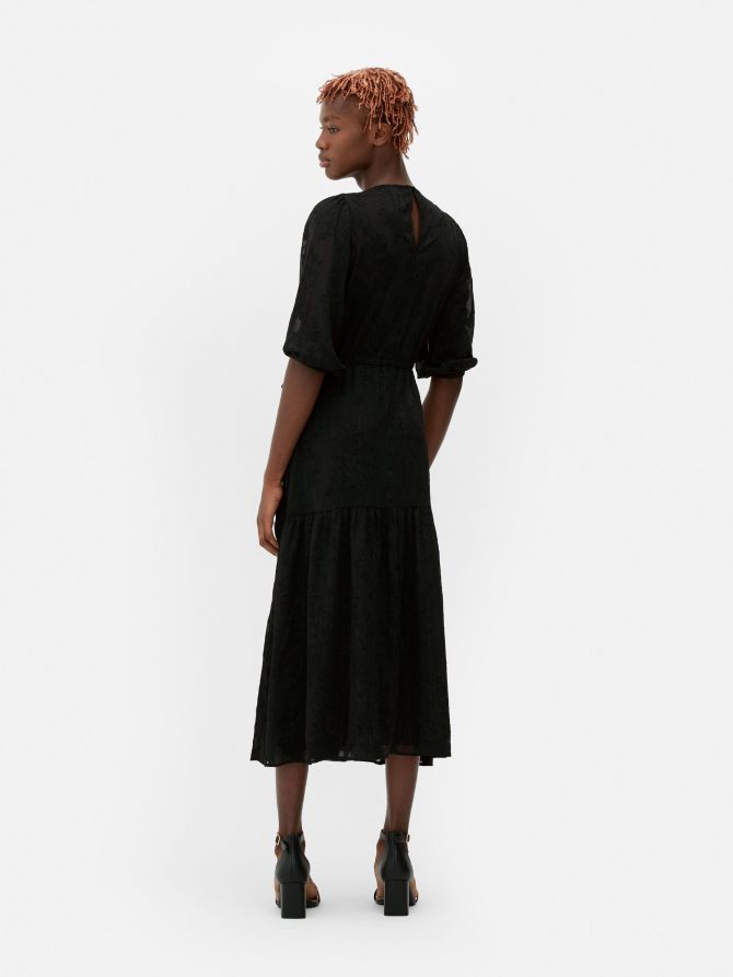 Metallic Yarn Tiered Midi Dress - Image 4