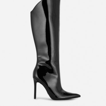 Rita Ora Patent Knee-High Stiletto Boots
