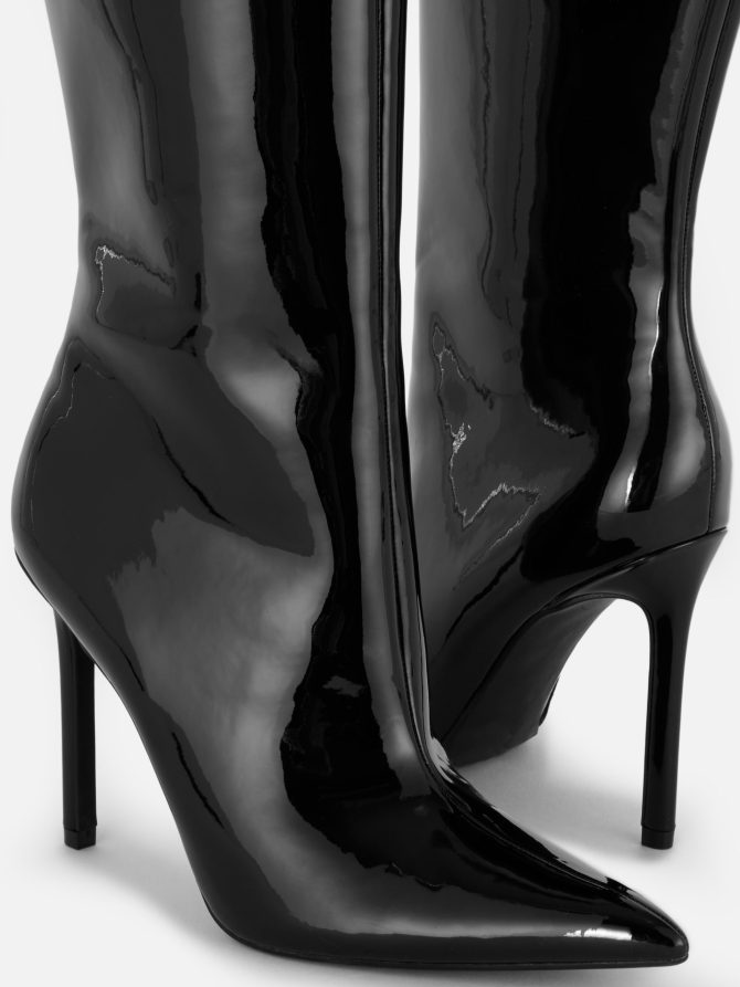 Rita Ora Patent Knee-High Stiletto Boots - Image 6