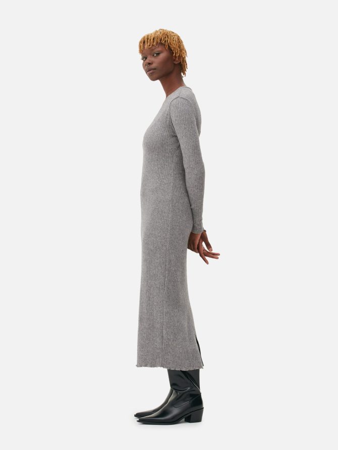 Ribbed V-Neck Midi Dress - Image 2