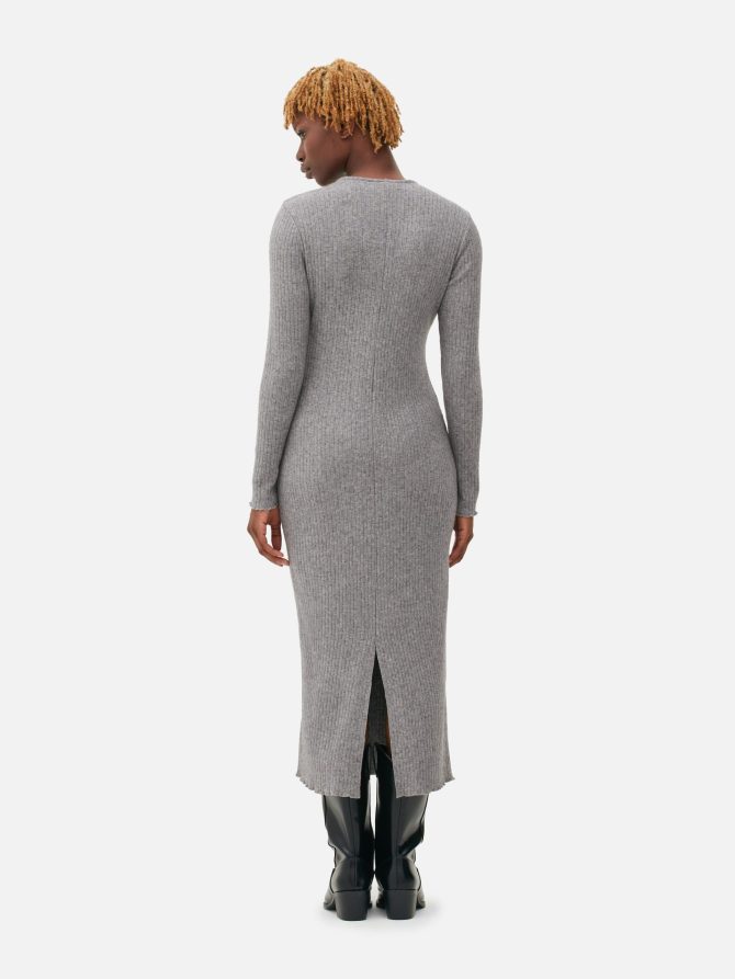 Ribbed V-Neck Midi Dress - Image 4