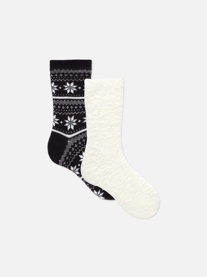 2-Pack Fluffy Crew Socks