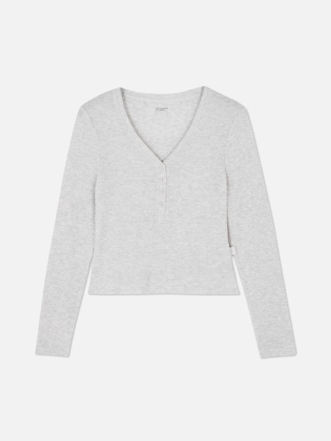Supersoft Waffle Long Sleeve Pajama Top