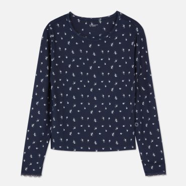 Cozy Knit Long Sleeve Pajama Top