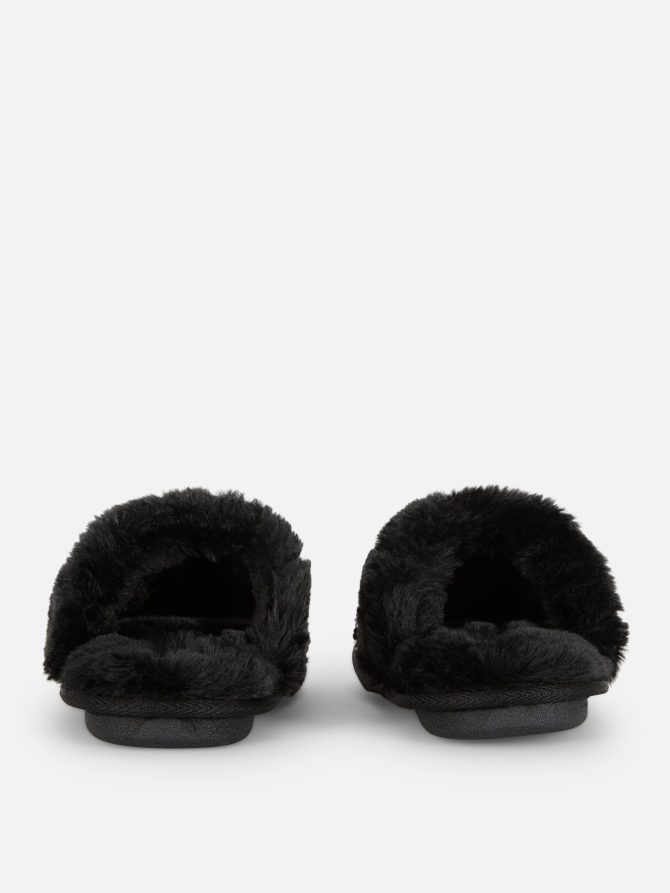 Sequin Faux Fur Mule Slippers - Image 3
