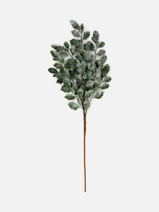 Single Stem Faux Frosted Holly
