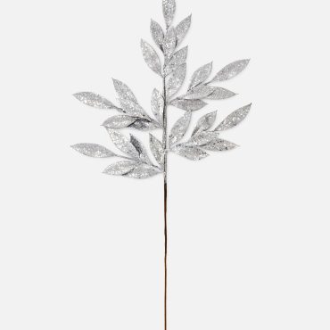Single Stem Glitter Leaf Decoration