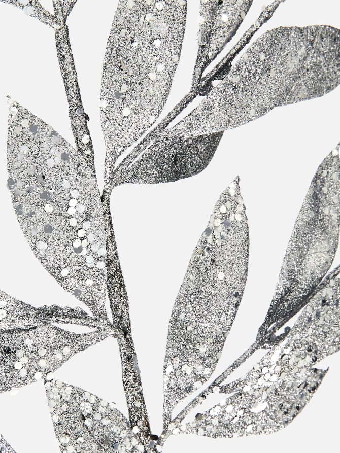 Single Stem Glitter Leaf Decoration - Image 2