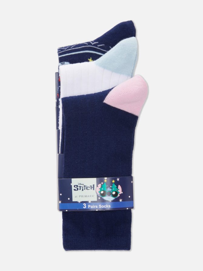 3-Pack Women's Disney’s Lilo and Stitch Christmas Crew Socks - Image 3