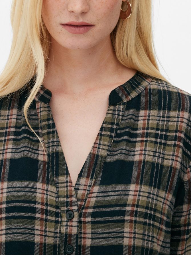 Check Tiered Midi Shirt Dress - Image 3