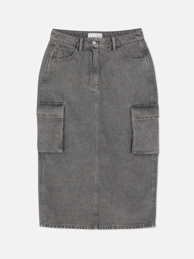 Denim Cargo Midi Skirt - Image 6