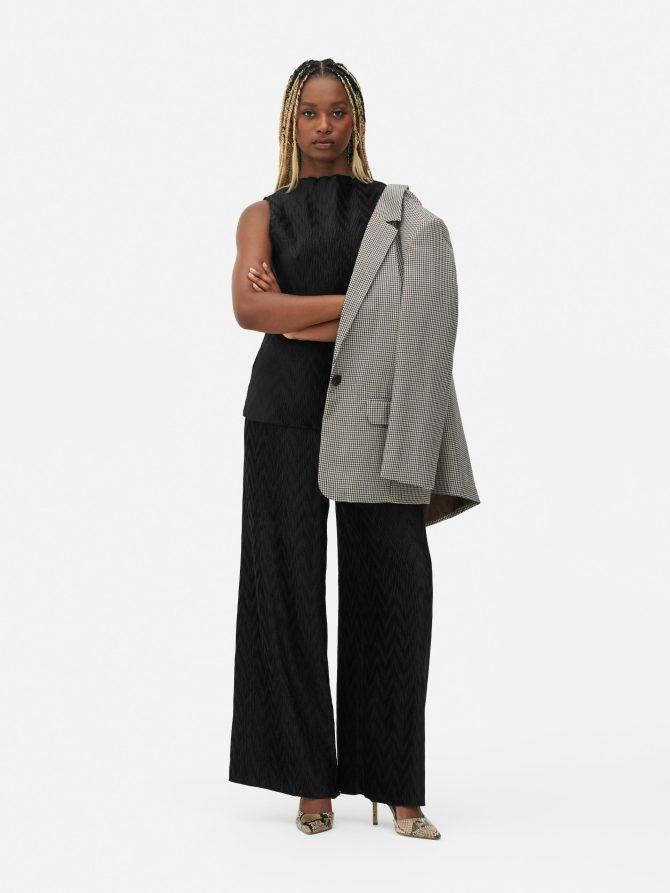 Satin Plissé Pants