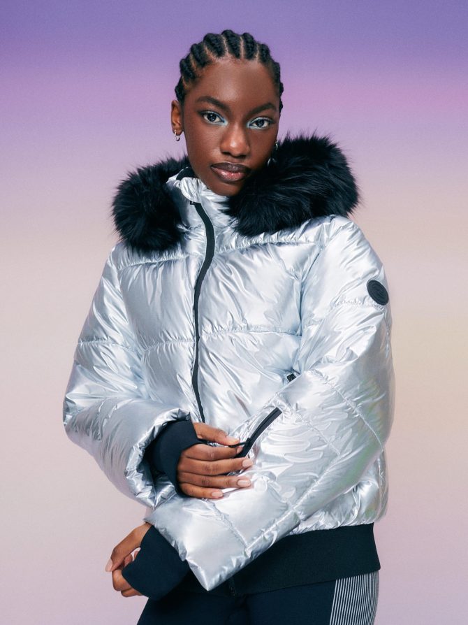 Metallic Hooded Puffer Jacket