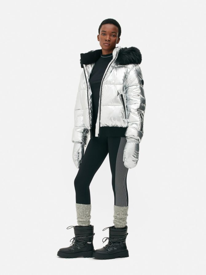 Metallic Hooded Puffer Jacket - Image 2