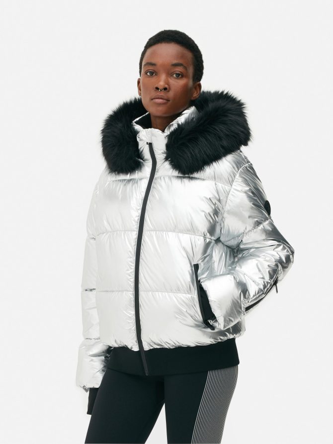 Metallic Hooded Puffer Jacket - Image 3