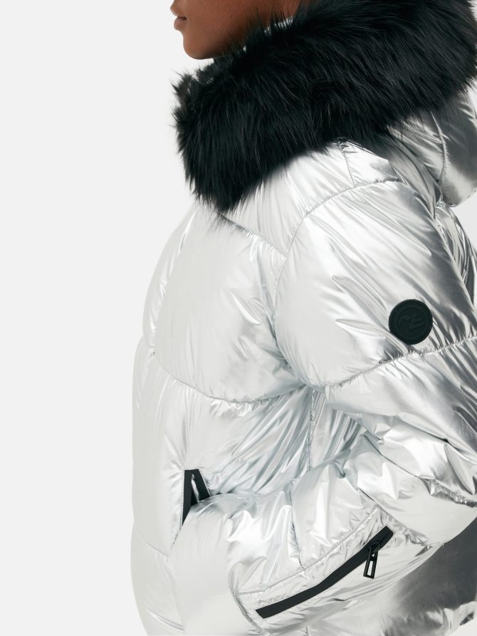 Metallic Hooded Puffer Jacket - Image 4