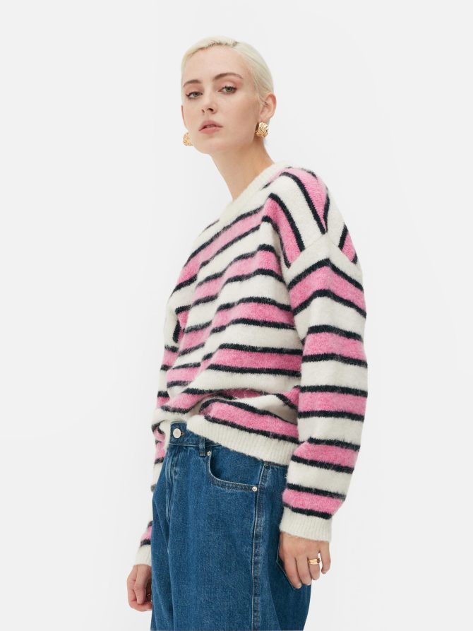 Rita Ora Brushed Striped Sweater