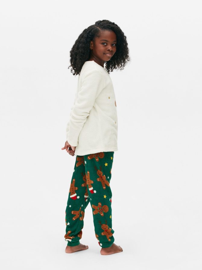 Gingerbread Print Fleece Christmas Pajamas - Image 2