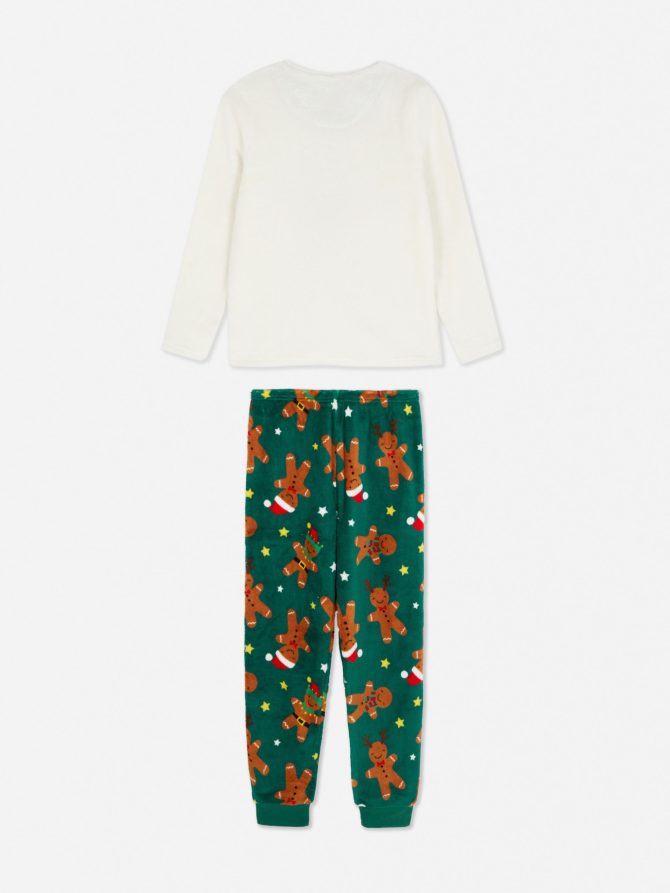Gingerbread Print Fleece Christmas Pajamas - Image 4