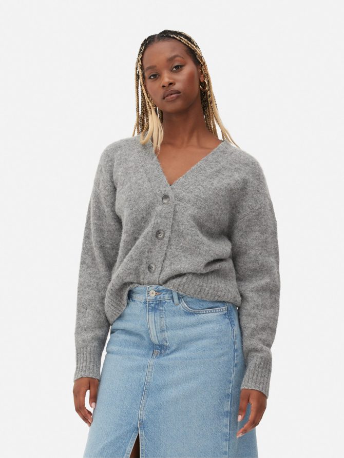 Fuzzy V-Neck Cardigan - Image 2