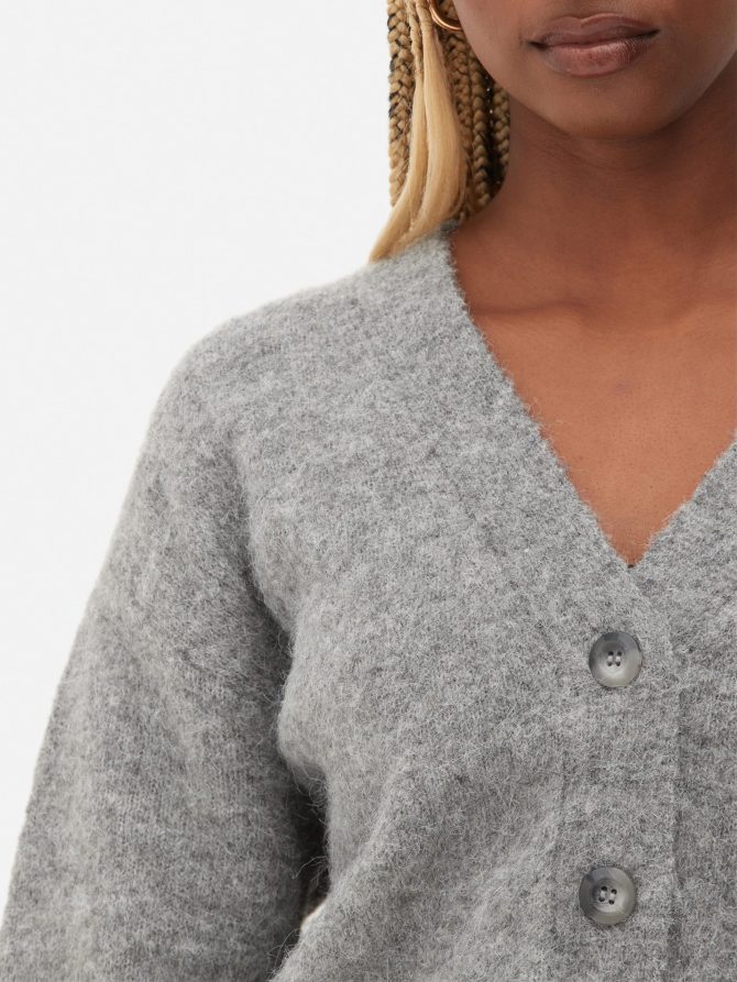 Fuzzy V-Neck Cardigan - Image 3