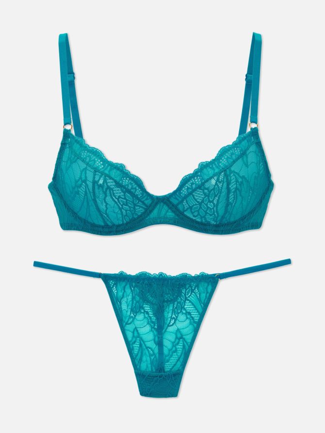 Non-Padded Lace Bra & Thong Set