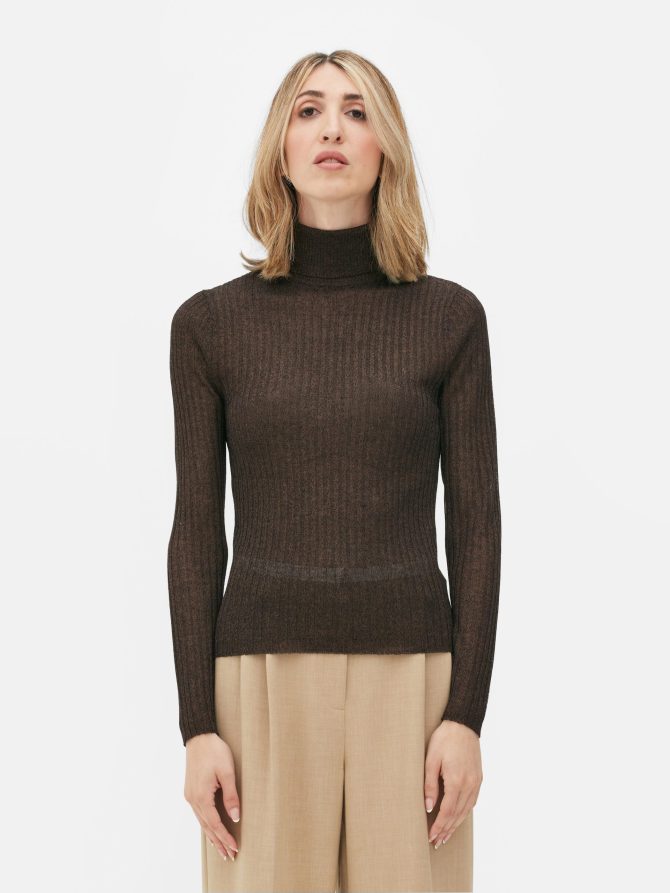 Rib Sparkle Turtleneck Top - Image 2
