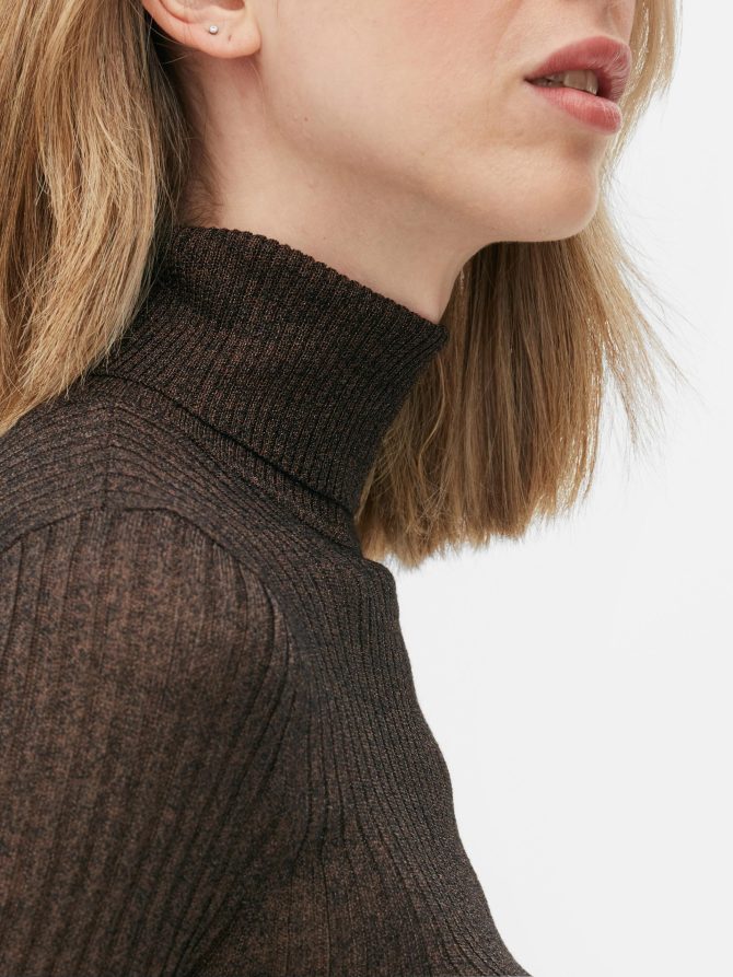 Rib Sparkle Turtleneck Top - Image 3