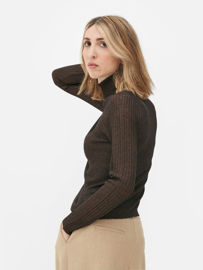 Rib Sparkle Turtleneck Top - Image 4