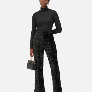 Rib Sparkle Turtleneck Top