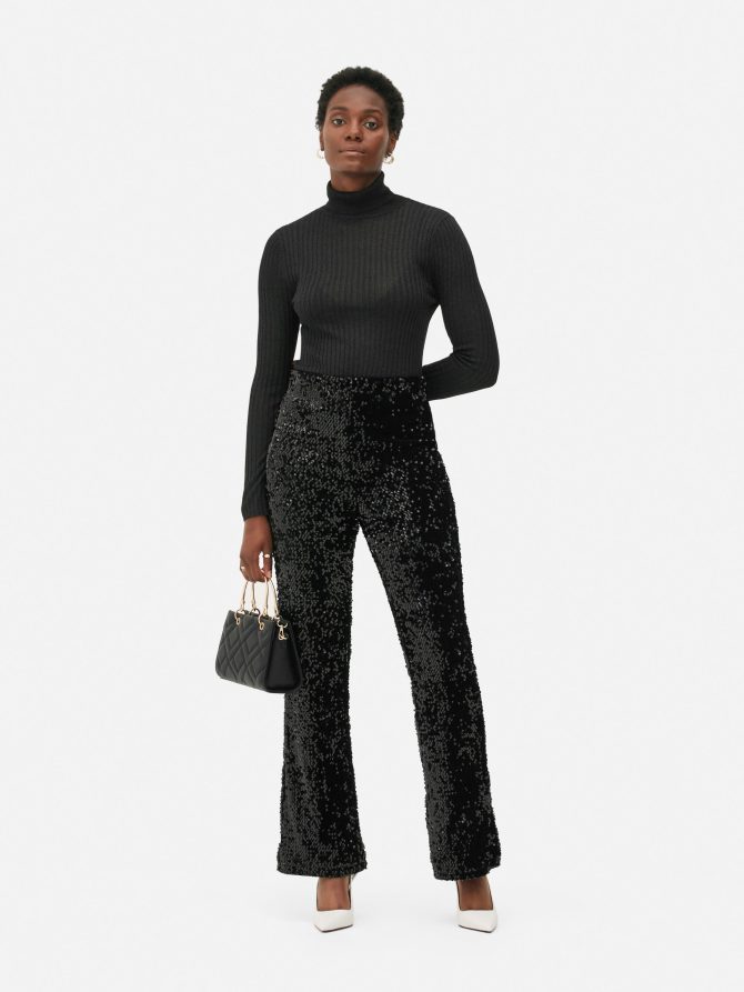 Rib Sparkle Turtleneck Top