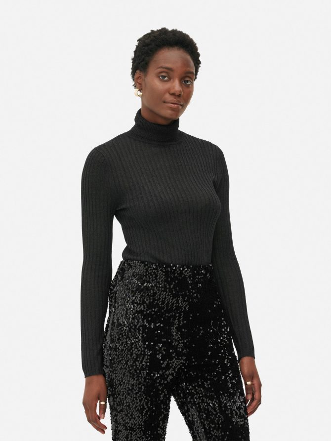 Rib Sparkle Turtleneck Top - Image 2