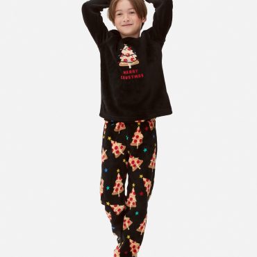 Kids’ Christmas Pizza Fleece Pajamas