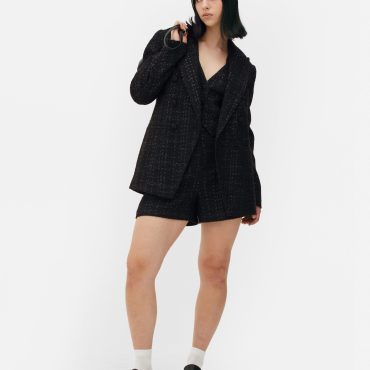 Shimmer Bouclé Double-Breasted Blazer